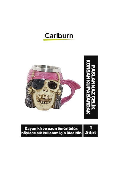Özel Tasarım Dekoratif Şık Hediyelik Sevgili Arkadaş Paslanmaz Çelik Korsan Kupa Bardak 13 18 Cm Çok Renkli