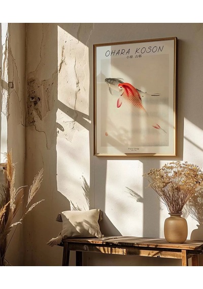 Çerçevesiz Poster Ohara Koson İki Sazan