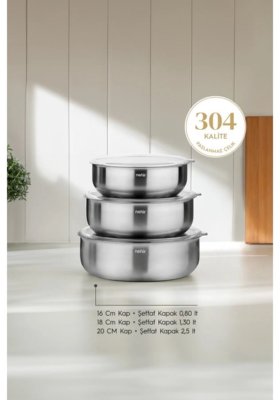 Nehir Premium 52 Parça Paslanmaz Çelik Çeyiz Seti Gümüş