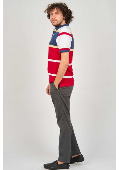 Desen Triko Erkek Polo Yaka Blok Desenli T-shirt 0249821 Indigo Indigo İndigo