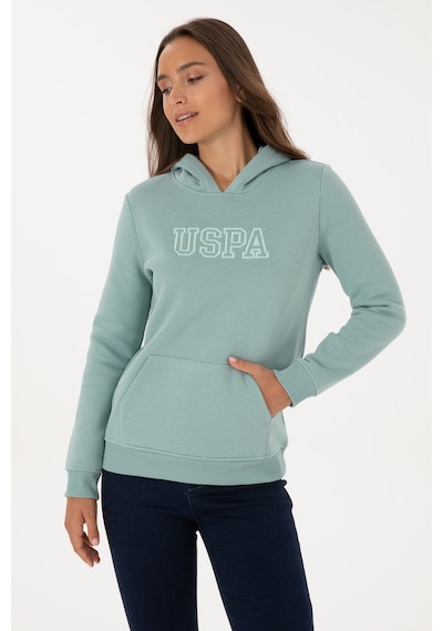 U.S. Polo Assn. Kadın Mint Şardonlu Kapüşonlu Basic Sweatshirt 50313566-VR090