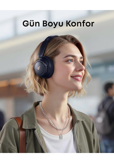Anker Q30 Kulak Üstü Bluetooth Kulaklık, Hibrit Aktif Gürültü Engelleme, Yüksek Çözünürlüklü Ses, 40 Saat Pil Ömrü, Mavi - A3028