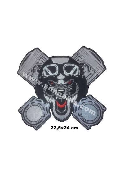 Kurt Kafası Mont Arması Nakış Işleme Arma Pec Patch 22 5X24 Cm Çok Renkli