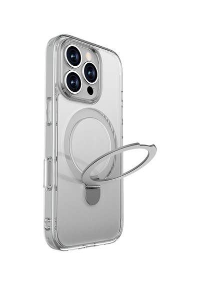 Apple iPhone 16 Pro Max Kılıf Magsafe Uyumlu Raptic Air Stand Serisi Buzlu Transparan Standlı Kapak Şeffaf