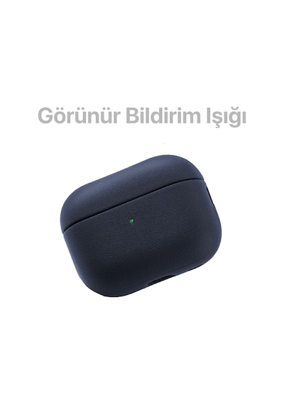 Airpods 4. Ve 5. Nesil İle Uyumlu Leather Skin Serisi Parmak İzi Tutmayan Dış Yüzeye Sahip Ve Mükemmel Koruma Sağlayan Orta Sertlikte Silikon Kılıf Lacivert, Airpods 4/5