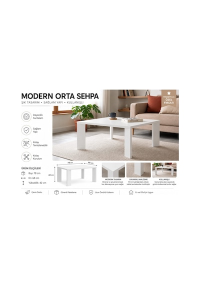 Modern Orta Sehpa Beyaz
