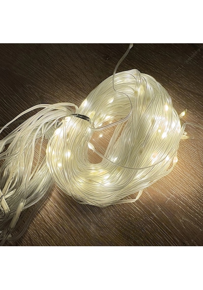Led Dekoratif Sıcak Ambiyans Pencere Duvar Yılbaşı Süsleme 8 Fonksiyon 3x3 Perde 240 Led Sarı Işık