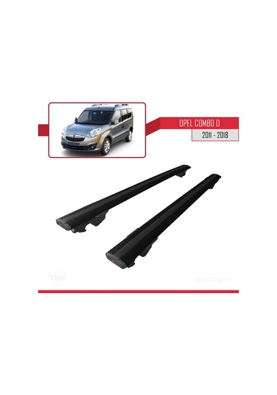 Opel Combo D 2011-2018 Arası İle Uyumlu Hook Model Anahtar Kilitli Ara Atkı Tavan Barı Siyah
