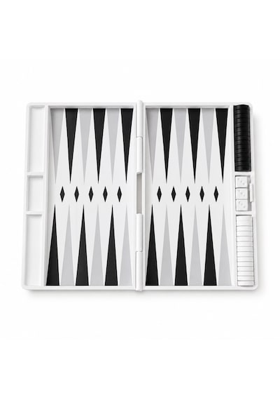 Katlanabilir Tavla Seti 25x20 Cm Seyahat Tavlası Taşınabilir Masa Oyunu Siyah Beyaz Modern Tasarım