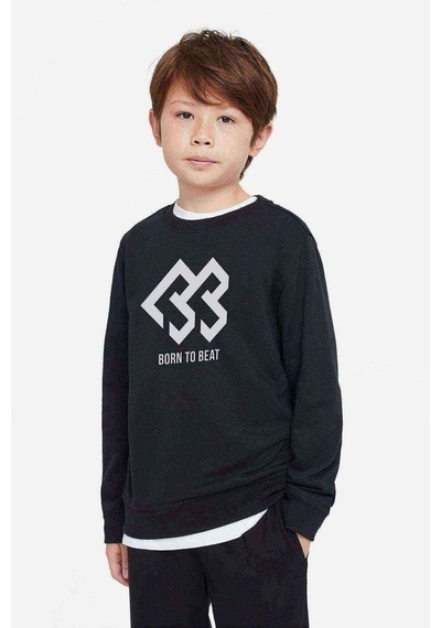 Tshirthane Born To Beat Baskılı Unisex Çocuk Siyah Sweatshirt Siyah
