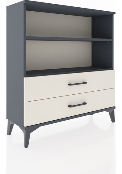 Arges Şifonyer 2 Raflı 2 Çekmeceli 88x30x96 Antrasit-aytaşı Antrasit