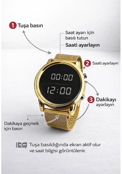 Dijital Erkek Hasır Mıknatıs Kordon Erkek Kol Saati Her Bileğe Uyumludur Laci-gümüş - 818842219 Gümüş