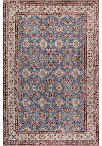 Artloop Folk Mavi Kiremit Vintage Etnik Geometrik Desenli Dokuma Tabanlı Şönil Halı Al 610