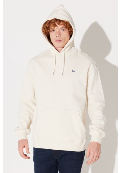 Lee Regular Fit Normal Kesim Pamuk Kırık Beyaz Erkek Içi Polarlı Kapüşonlu Sweatshirt L80YRY102 Kırık Beyaz