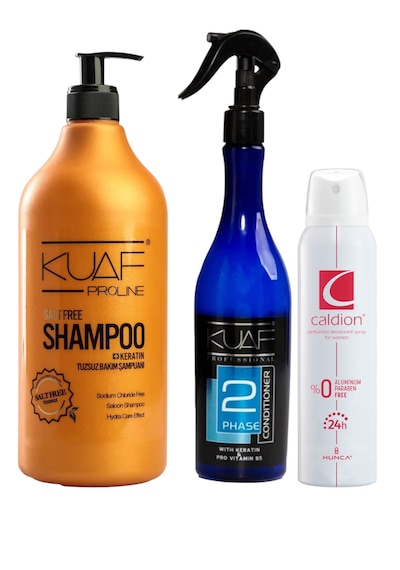 Kuaf Tuzsuz Keratin Şampuan 1l + Mavi Keratinli Sıvı Saç Kremi