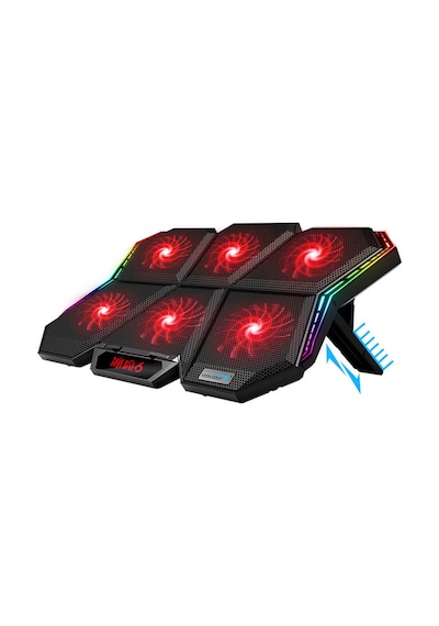 Rgb Led 6 Fanlı Notebook Soğutucu Fan Kontrollü 2 Usb 7 Kademeli