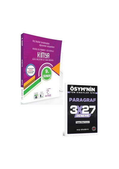 Karekök 2027 9. Sınıf Kimya Mps Konu Anlatımı Ve Soru Bankası+evp Akademi 3x27 Paragraf Deneme