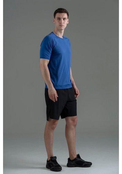 Maraton Slimfit Erkek Bisiklet Yaka Saks- T-shirt Saks-
