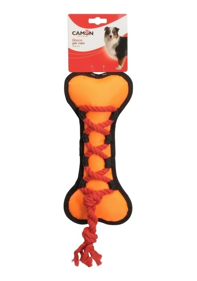 Camon Örgülü İpli Polyester Kemik Şeklinde Eğlenceli Köpek Oyuncağı 30 Cm