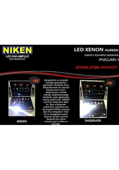 Niken Led Xenon Ampul Evo H1 H3 H4 H7 H11 H15 H27 9005 9006 506849083