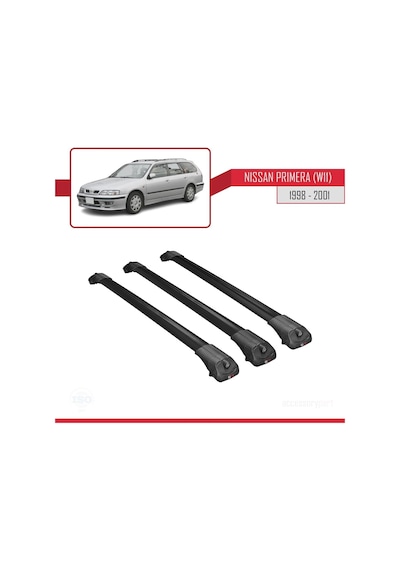 Nissan Primera W11 1998-2001 Arası İle Uyumlu Ace-1 Ara Atkı Tavan Barı Siyah 3 Adet Bar