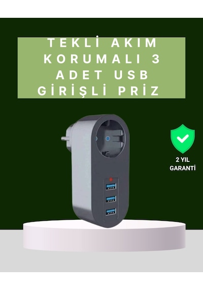 Termal Akım Korumalı 3 Usb'li Güvenli Priz Akıllı Akım Dengeleme