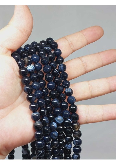 Akik Taşı Dizi 8mm 51330 Siyah