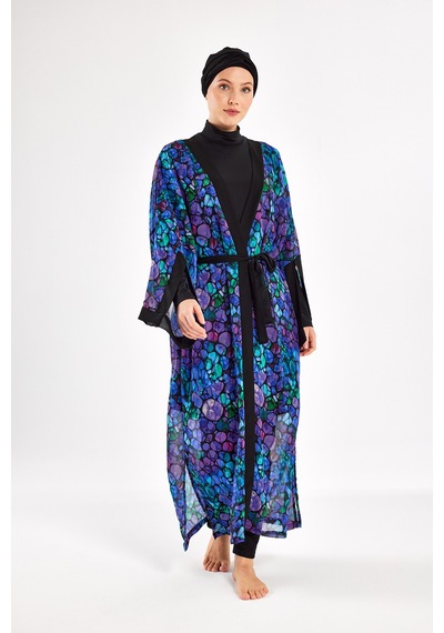 Adasea Uv Korumalı Mayo Üzerine Tek Pareo Kimono 1711 Mor Mor