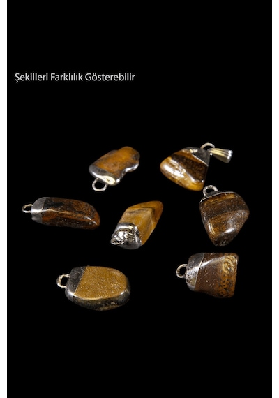 Erilsa Sertifikalı Tamburlanmış Gerçek Kaplan Gözü Taşı Kolye Çok Renkli