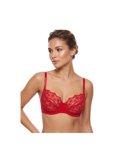 Donlaritta Kırmızı Dantelli Güpürlü Toparlayıcı Sütyen 80b - 85b - 85c - 85d - 90c