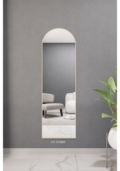 Dekoratif Ayna Mdf Oval Boy Ayna Duvar Aynası 165x45 Gold 166 X 50 Gold