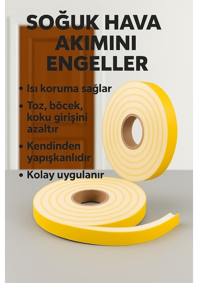 4 Adet X 2,5 Metre 10 Metre Yapışkanlı Kapı Bandı Isı Ve Ses Yalıtım Süngeri Soğuk Ve Toz Geçirmez 25 M