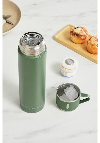 Karaca Thermosteel Nature Bardaklı Çelik Sızdırmaz Termos Haki 500 ml