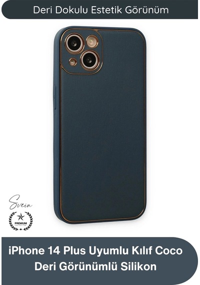 Kılıf iPhone 14 Plus Uyumlu Kılıf Coco Deri Görünümlü Silikon Kapak Darbe Emici Esnek Yumuşak Koruy Yeşil