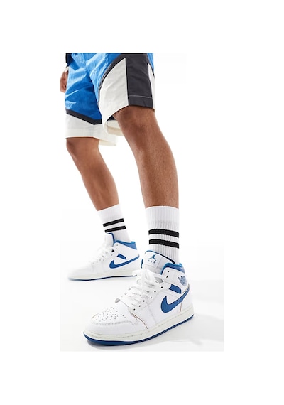 Nike Air Jordan 1 Mid Special Edition Leather Unisex Sneaker Hakiki Deri Bilekli Günlük Spor Ayakkabı Beyaz
