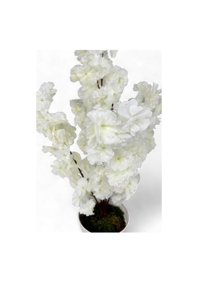 Yapay Ağaç Bahardalı Ağacı Beyaz Japon Kiraz Çiçeği Sakura Çiçeği 70cm Beyaz Plastik Saksılı