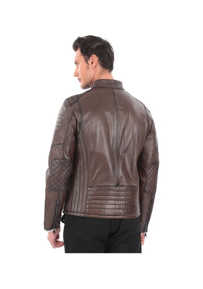 Newzaya Hakiki Deri Erkek Ceket Klasik Şıklıkla Buluşan Modern Stil Kahverengi