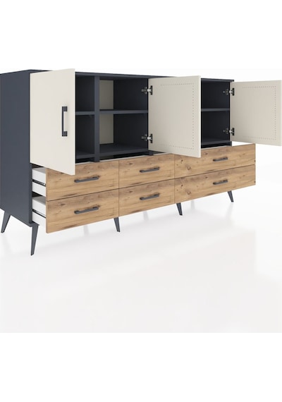 Hyperion Konsol 6 Raflı 6 Çekmeceli 4 Kapaklı 176x44x99 Antrasit- Antrasit-aytaşı/çam Hyperion Konsol 6 Raflı 6 Çekmeceli 4 Kapaklı 176x44x99 Antrasit- Antrasit-aytaşı/çam