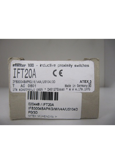 Ifm Ift20a Ifb3004bapkg/m/v4a/us104dp0/3d Inductive Sensor