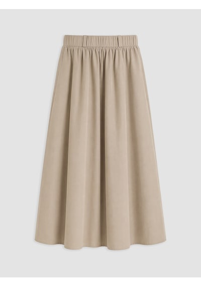 Lcw Modest Haki Beli Lastikli Poplin Kloş Etek
