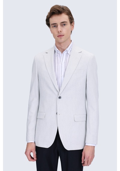 Hatemoğlu Gri Comfort Fit Mono Yaka Klasik Ceket
