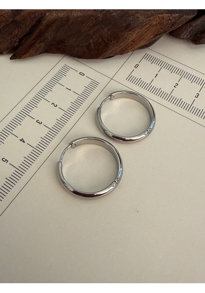 316 L Çerrahi Çelik Halka Küpe Gümüş Renk Halka Küpe Halka Bombeli Küpe 18mm Beyaz - Gümüş