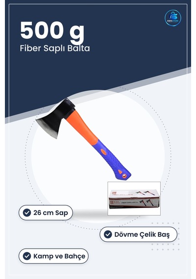 Balta 500 G Fiber Saplı 26 Cm Kamp Bahçe Odun Kırma Çelik Başlı K