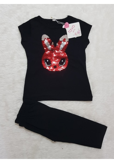 Candysbebe Kız Çocuk Alt Üst Takım Siyah-Beyaz-Pembe