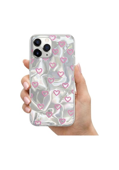 Apple İphone 11 Pro Max Uyumlu Kılıf Kalp Desenli Silikon Kılıf Pembe