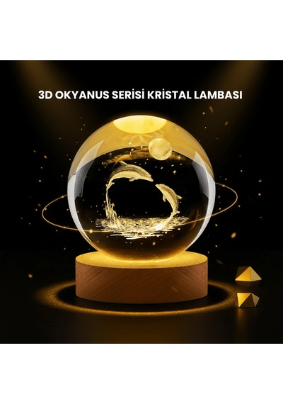 Led Işıklı Yunus Küre Ahşap Standlı Modern Dekoratif Aksesuar Renk