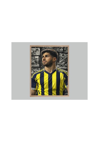 Marco Asensio Sarı Lacivert Poster Doğal Ahşap Çerçeveli Tablo Çok Renkli - 867709133 Çok Renkli