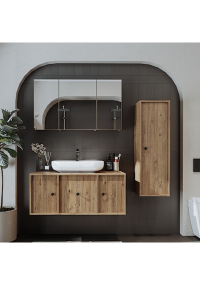 Oval Lavabolu Mat Mdf 105 Cm Banyo Dolabı + Aynalı Dlp Atlantik Atlantik Çam Oval Lavabolu Mat Mdf 105 Cm Banyo Dolabı + Aynalı Dlp Atlantik Atlantik Çam