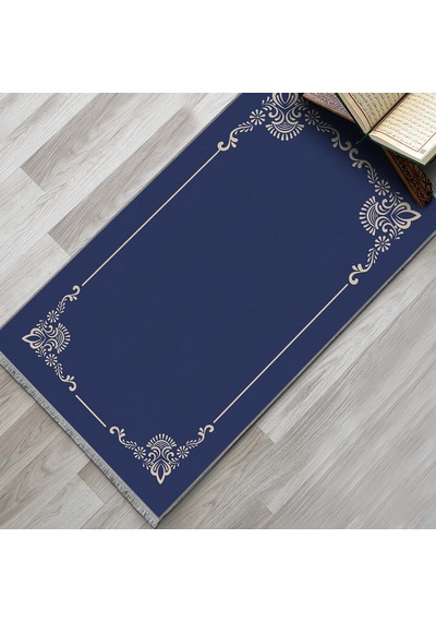Evaşk EVASK806G80 Namazlık Dokuma Halı Kaymaz Muslumana Seccade Lacivert