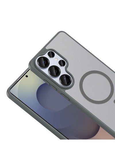 Samsung Galaxy S26 Ultra Kılıf Kamera Çıkıntılı Darbe Emici Matt Yüzey M-safe Manyetik Şarj Uyumlu Özellikli Kapak Mavi